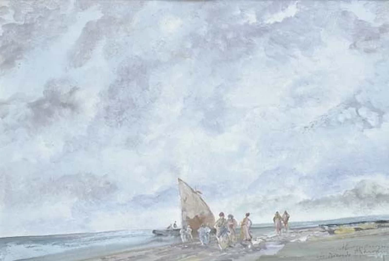 Barche e pescatori a riva